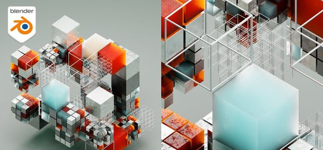 A005 Blender科幻方块场景制作教程 Ducky 3D 中英文字幕-123云盘设计资源工坊